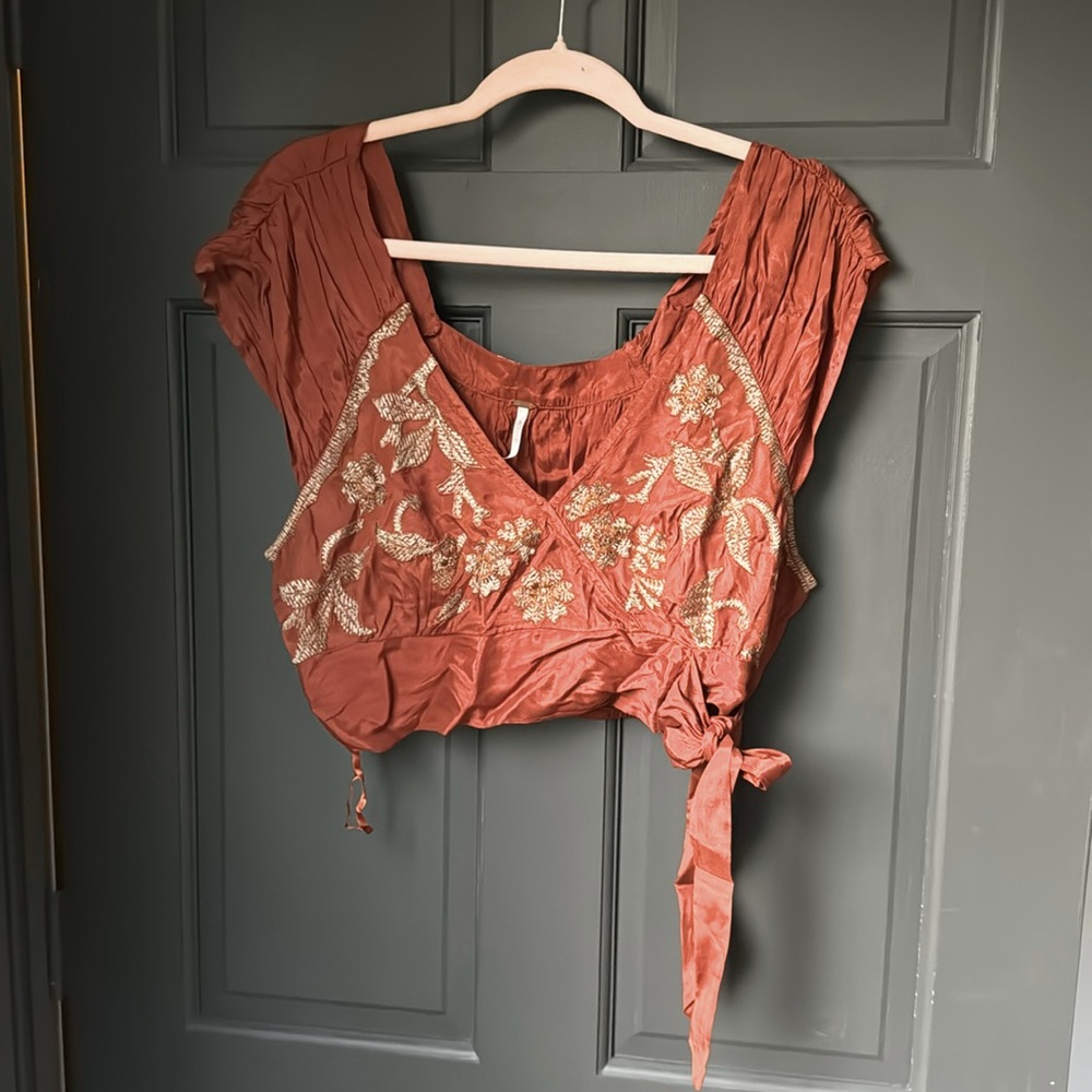 Free People Sahara Embroidered Crop Top